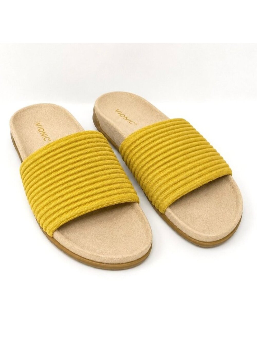 Vionic Evie Knit Supportive Slide Sandal Dijon Womens 8.5 M Comfort Arch Support